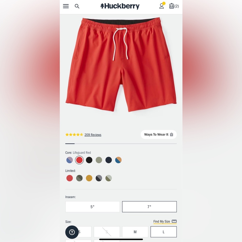 Brand New w/ Tags - Wellen Performance Lined Swim Trunks - 7"